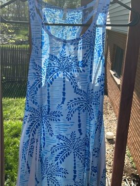 India Boutique Blue Floral Mesh Tank Dress
